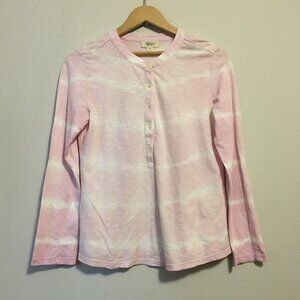 Style & Co. Tie Dye Pink Angel Clouds Long Sleeve Button Shirt S